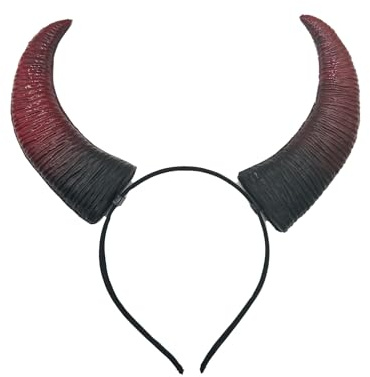 FakeFace Stierhörner Hörner Stier Stirnband Haarreif Schwarz Teufelshörner Ochse Kuh Hörner Halloween Horn Kopfschmuck Haarband Teufel Dämon Schafhörner Party Dress Up Fasching Gothic Cosplay