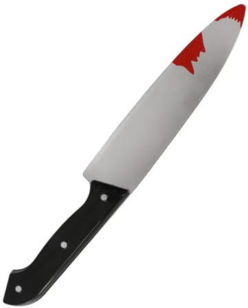 Boolavard 12 Inch Large Fake Knife Prop, Plastic Halloween Prop Knife Toy for Costume Accessories Such As Scary Clown, for Kids & Adults - Slasher Fancy Dress