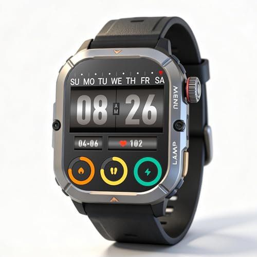AGM Legion 3 Orologio Rugged AMOLED 1,95 IP68 Torcia Monitoraggio Salute | IP68/5ATM/810H, 60Hz, Compatibile con Android 9+ iOS 11+, 600Nit, 410*502px, BT 6.0, 500mAh, 60cm