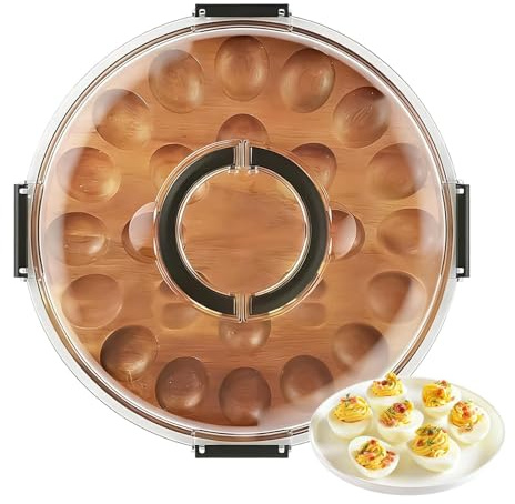 Yulokdwi Tablett für Gefüllte Eier | 24-Fach Organizer Mit Deckel - Eierservierplatte | Für Feiertage Ostern Erntedankfest Dinner Party Buffet Haushalt Küche Catering Vorspeise Arbeitsplatte Tisch