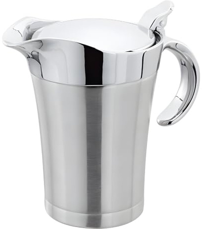 Insulated Gravy Boat 750ml Double Wall Thermal Sauce Jug with Hinged Lid | Stainless Steel Thermal Sauce Boat Pot for Hot & Cold Sauce, Milk Custard & Cream, Easy Clean