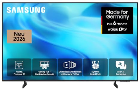 Samsung Crystal U7099H 4K 50 Zoll (125 cm), UHD Fernseher, AI Companion für Deine Fragen, 4K Upscaling, Dynamik Sound Pack für Premium-Sounderlebnis, Gaming Hub, kostenlos 900 Sender, Smart AI TV