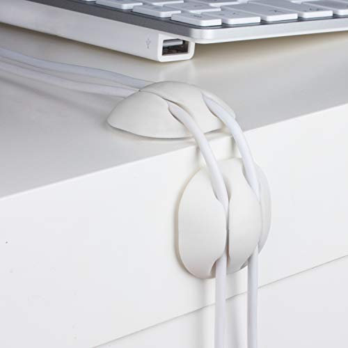 CABLE CANDY – Mixed Beans Set - 6 Stück Kabelhalter Kabel Organizer Kabelclips. Kabelführung Kabelmanagement Zubehör für Schreibtisch, Home Office, Büro und Auto. Selbstklebend Für Kabel bis 5mm. Weiß