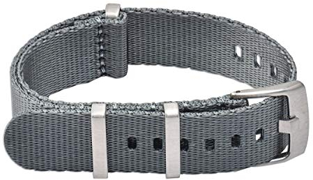 VINBAND NBAND Unisex ZULU Nylon Uhrenarmband mit Edelstahl Silberne Schnalle 22mm Grau