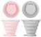 JackWish Collapsible Silicone Travel Cup with Lid,Portable Reusable Foldable Ultrathin Travel Mugs,9.5oz/270ml Retractable Drinking Mug for Hiking Camping Picnic (Pink+Grey)