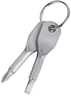 Pocket Screwdriver Keyring Keys,2Pcs Outdoor Cam Keychain Screwdriver Portable Screwdriver Set EDC Pocket Survival Tool with Key Ring(Silver)