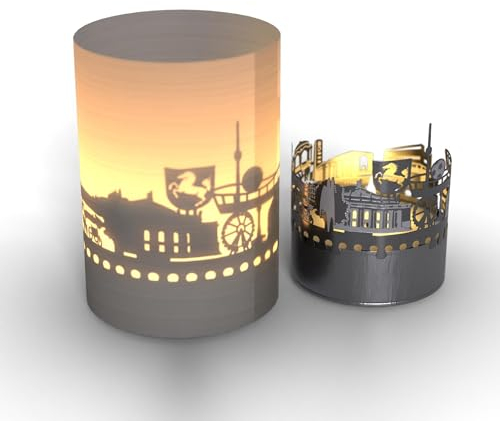 Stuttgart Skyline Tube Teelicht Schattenspiel - Faszinierende Projektion der Stadt Silhouette - Souvenir & Geschenk für Stuttgart Fans
