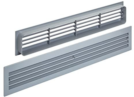 SOTECH Rejilla de ventilación BRISE 457 x 92 x 17 mm gris claro doble cara perforación ranurada puerta rejilla de ventilación