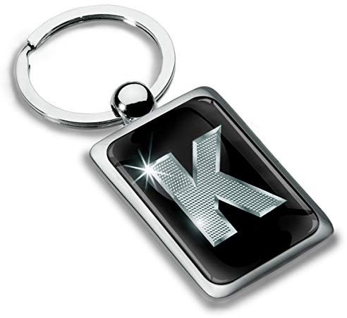 Biomar Labs® Porte-clé Lettres A-Z Initiales Personnalisable de L'alphabet Alphabet Accessoires Homme Femme Cadeau Lettre K Argent KK 89