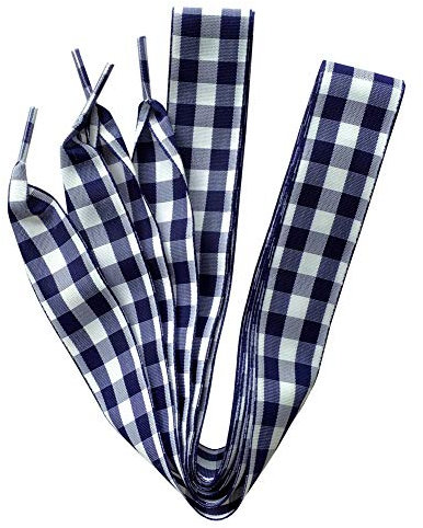 goodlace Cordones Planos de Satín, Cinta de 25mm de Ancho, Cordones a Cuadros para Zapatillas y Botas 120cm No.11 Azul Oscuro