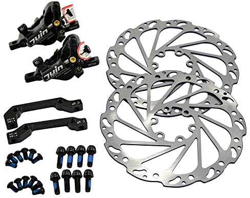 Juin Tech M1 Hydraulic MTB E-Bike Disc Brake Set 160mm with Rotor, Front and Rear, Black, JT1948