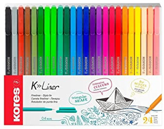 Kores K-Liner Fineliner, metallgefasste Spitze, 0,4 mm, 24 Stifte