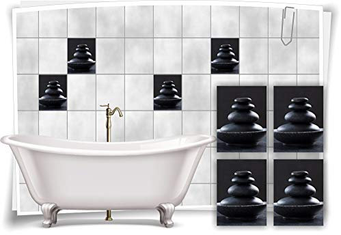 Medianlux Fliesen-Aufkleber SPA Wellness Steine Stein Schalle Schwarz Granit Bad WC Deko, 20x25cm fp5p625h-136320