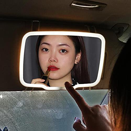 Auto Make-up Spiegel,Asudaro Universal Sonnenblende Spiegel mit LED-Lichtern Car Sun Visor Mirror Makeup Sun-Shading Kosmetikspiegel Vanity Wiederaufladbare Auto Beauty Spiegel für Auto Interieur,Weiß
