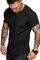 COOFANDY Herren T-Shirt Rundhals Kurzarm Raglan Sport Fitness Funktionsshirt Sommer Oberteile Muskelshirts Basic Tee Schwarz M