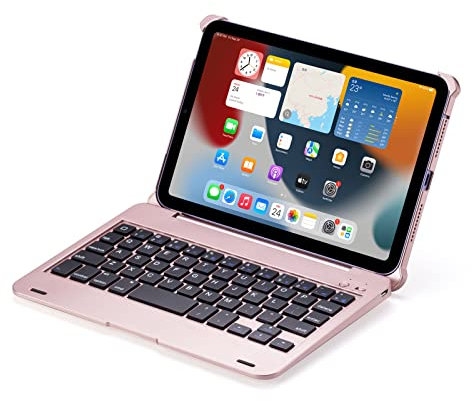 YEEHi Keyboard Compatible with iPad Mini 6th Generation Keyboard Case 2021 8.3 inch, Auto Sleep Wake Smart Folio Case with Keyboard (Rose Gold)