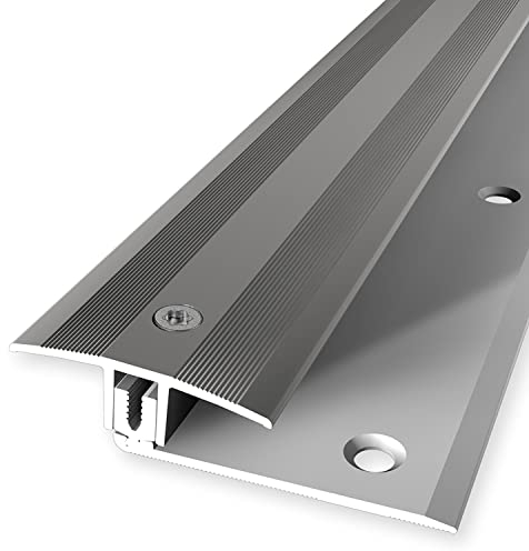 PROVISTON | Ausgleichsprofil flexibel | Parkettprofil | Breite: 37 mm | Höhenausgleich: 7-17 mm | Länge: 900 mm | Aluminiumprofil | Edelstahloptik | 1 Stück