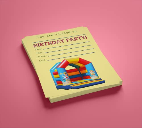 Prickly Products Bouncy Castle Birthday Party Invtations x10 Pack A5 Party Invites 148 x 210 mm