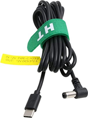 HangTon 12 V PD Stromkabel, USB C auf Gleichstrom, 5,5 x 2,5 mm, rechtwinklig, für Blackmagic BMCC Kamera, Video-Assist, Monitor, Powerbank, 2 m