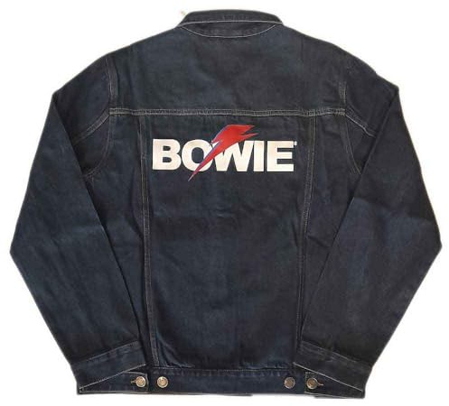 BOWIE David Denim Jacke Flash Logo Aladdin Sane Nue offiziell Unisex Denim Blau S