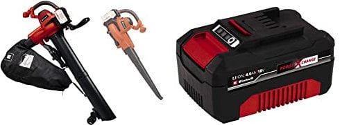 Einhell Power X-Change 18V Cordless Leaf Blower And Vacuum & Power X-Change 18V, 4.0Ah Lithium-Ion Battery - Universally Compatible With All PXC Power Tools And Garden Machines