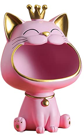 Aychingye Katze Statue, Kleinigkeiten Storage Box deko, Startseite Wohnzimmer für den Eingang Lachende Schlüssel Aufbewahrungsbox, , Glückskatze Sculpture (Rosa), Einheitsgröße