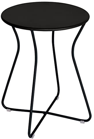 Fermob Cocotte Hocker – Moderner 45,7 cm hoher rückenfreier Stahlhocker mit runder Sitzfläche – für den Innen- und Außenbereich in Lakritzschwarz