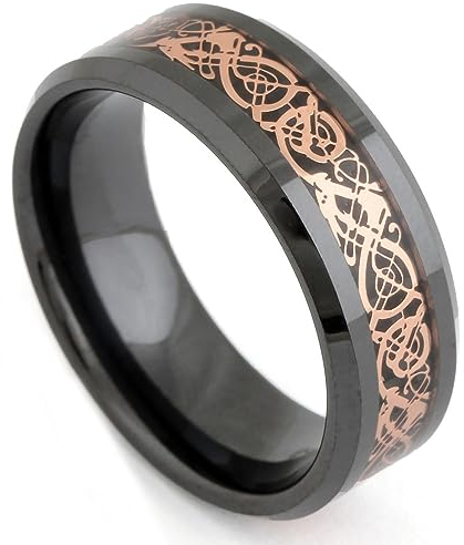 MeiLiSis Keramikringe Für Damen – 8 Mm Schwarzes Drachen-Inlay Aus Keramik, Keramikringe Für Herren, Modischer Finger-Ehering, Verlobungsschmuck, Geschenkzubehör, Wie Abgebildet, 6