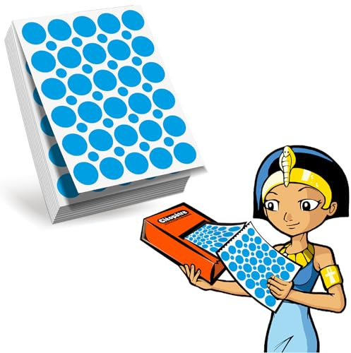 CLEOPATRE – Selbstklebende runde Aufkleber – Nachfüllpack Eco-Pack 60 Blatt (1880 Aufkleber) – Blau