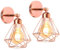 iDEGU Lot de 2 Applique Murale Intérieure Design Cage en Métal 16CM Lampe Murale Industrielle Ajustable Plafonnier Luminaire Murale Applique Vintage pour Chambre Couloir Salon (Style-C, Or Rose)