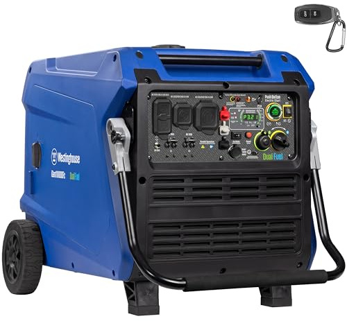 Westinghouse 11000 Peak Watt Dual Fuel Portable Inverter Generator, Remote Electric Start, Transfer Switch Ready, Gas and Propane Powered, Low THD - Safe for Electronics, Parallel Capable, CO Sensor