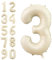 Number 3 Balloon Beige,40 Inch Large Cream Foil 3 Helium Balloons for Boys Girls Birthday Anniversary Decorations