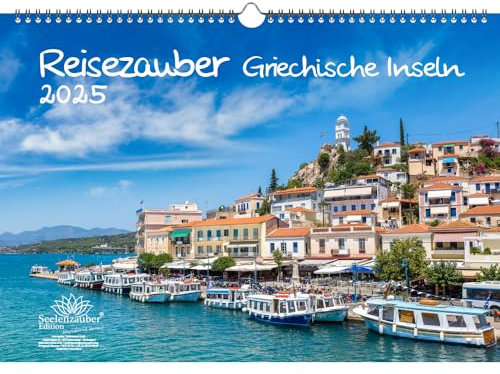 Reisezauber Griechische Inseln DIN A3 Kalender für 2025 Griechenland Kreta - Set: 1x Kalender 1x Weihnachtsanhänger 1x Grußanhänger (gesamt 3 Teile)