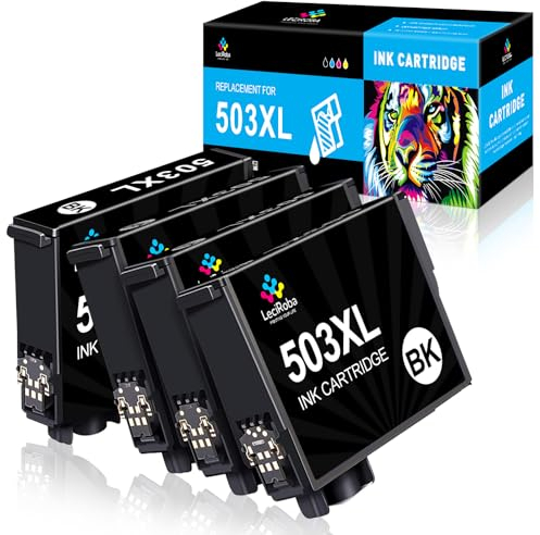 LeciRoba 503XL Tintenpatronen für Epson 503 503xl für Epson Expression Home XP-5200 XP-5205 XP5200 XP5205 WorkForce WF-2960DWF WF-2965DWF WF2960DWF WF2965DWF WF-2960 WF-2965 Drucker (4-Schwarz)