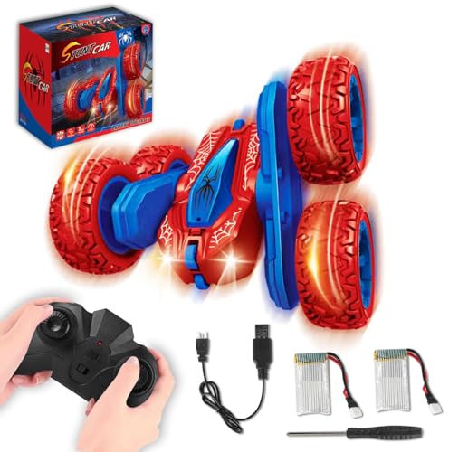 Fullware Spider Remote Control Cars Toys for Man & Kids Age 2 3 5, RC Car Drift Radio Controlled, Fast Offroad 180°Flip 360°Rotation Flexible Tire with 2 Batteries, Toys for Boys 4 5 6 7 Birthday Gift