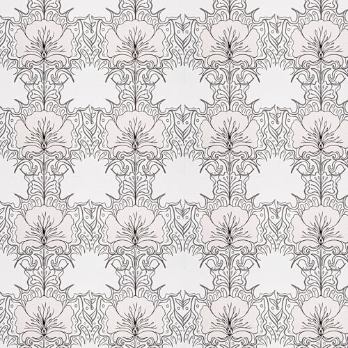 ICYEHAO Papier Peint Floral Rose,44 x 1000cm Abstrait Papier Autocollant Papier Peint Noir et Rose Fleur Feuille Botanique Papier Autocollant pour Meuble,Chambre,Salon,Cuisine,Salle de Bain,Toilette