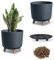 DIKEL Gracia Runder Blumentopf ⌀ 30 cm x 28,5 cm | Pflanzkübel mit 4 Steckfüßen in Holzoptik | Übertöpfe für drinnen und draußen | Pflanzentopf stilvolle Dekoration für Haus und Garten | Anthrazit
