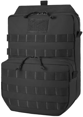 Taktischer Trinkblasen Molle Trinkrucksack, 3L Wasserspeicher Tasche für Molle Weste, Rucksack (Wasserblase Nicht im Lieferumfang enthalten) (Black)