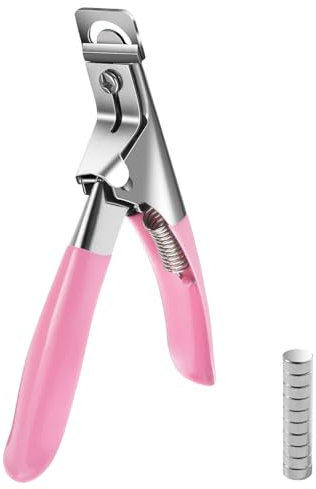 TYFYH Coupe-ongles en Acier Inoxydable,Guillotine Capsule Ongle avec 10 Mesure Aimants, Coupe Ongle Capsule, Coupe Ongle Professionnel pour les Ongles Artificiels, Ongles en Gel pour Nail Salon (Rose)