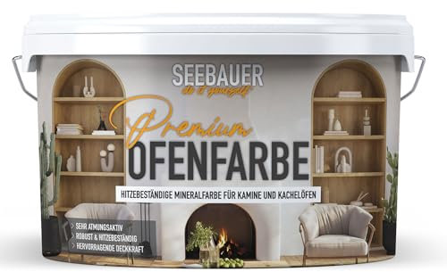 SEEBAUER diy Ofenfarbe für Innen 5L - Hitzebeständige Farbe für Kamin und Kachelofen - Atmungsaktiv und Abwaschbar