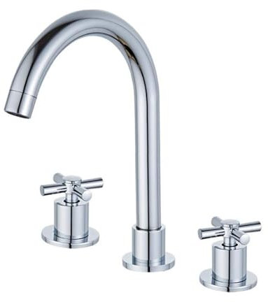 ASerZenith Badezimmer-Waschtischarmatur, weit verbreitet, doppelte Kreuzgriffe, 3-Loch-Waschtisch-Mischbatterie, Messing-Waschtischarmatur mit heißem und kaltem Wasser