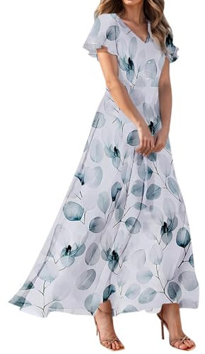 Robe Boheme Chic, Robe Été Femme Robe Grande Taille Chic Et Elegant Femme Col Rond Robe Coton Fleurie Femme Marque Manches Courtes Vente Flash du Jour Et Soldes Robe Bleu L