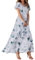 Robe Boheme Chic, Robe Été Femme Robe Grande Taille Chic Et Elegant Femme Col Rond Robe Coton Fleurie Femme Marque Manches Courtes Vente Flash du Jour Et Soldes Robe Bleu L