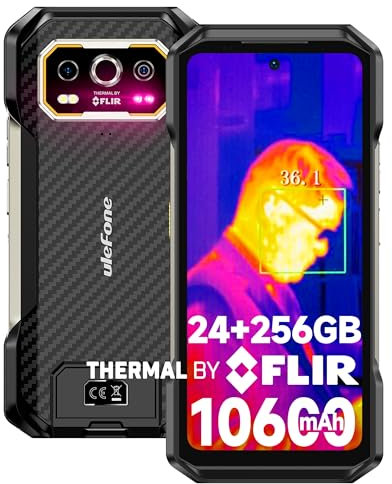 Ulefone Armor 27 Rugged Smartphone, 24GB+256GB/SD-2TB con Termografia Android 14 Cellulari 6.78 FHD+ 120Hz IP68 Antiurto, Fotocamera 64MP Telefono Indistruttibile 10600mAh, 4G Double SIM/GPS/NFC/OTG