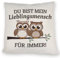 Zwei niedliche Eulen Lieblingsmensch Kissen Lustiges DekoKissen mit Spruch für Paare und Freunde