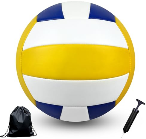 Bibykivn Volleyball Official Size 5,Wasserfest Volleyball Ball mit Pumpe,PVC-Oberfläche und explosionsgeschützte Auskleidung,Outdoor Beachvolleyball für Beach, Pool und Strand (Blau-01, Size-5)