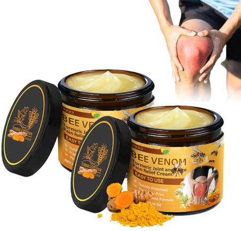 Bienengift Cream 2PCS, Bienengift und Kurkuma-Creme, Bienengift Gelenk Creme, Bienengiftsalbe gegen Schmerzen, Bienengiftcreme Sofortige Ultra Starke Creme, für Nacken, Taille, Rücken, Hände, Füße
