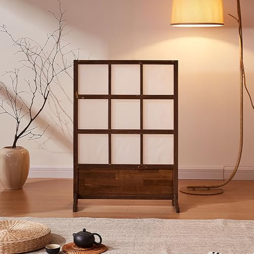 Paravent Raumteiler, Raumtrenner 9 teilig Leinwand, Sichtschutzwand Wohnzimmer Holz Natur, Bildschirm Panel Wandpaneele für Home Hotel Bar Dekoration