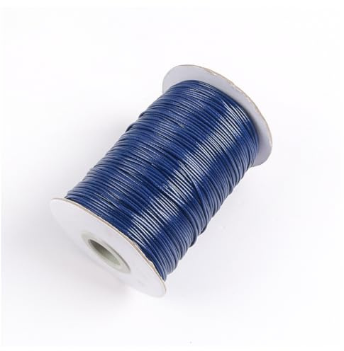 Hrlace Cordon en coton ciré de 20 m - Cordon en coton ciré - Cordon en cuir - Pour la fabrication de bijoux, bricolage, artisanat, bracelets, colliers - 16 bleu marine - 2 mm