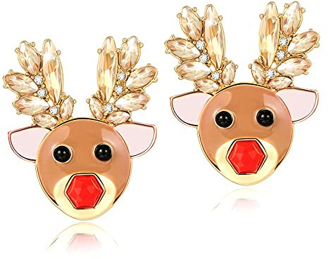 Weihnachtsohrringe Damen, Ohrringe Weihnachten, Christmas Earrings, Ohrstecker Weihnachten, Weihnachtsschmuck, Geburtstags Geschenke für Kinder und Erwachsene (Elch)